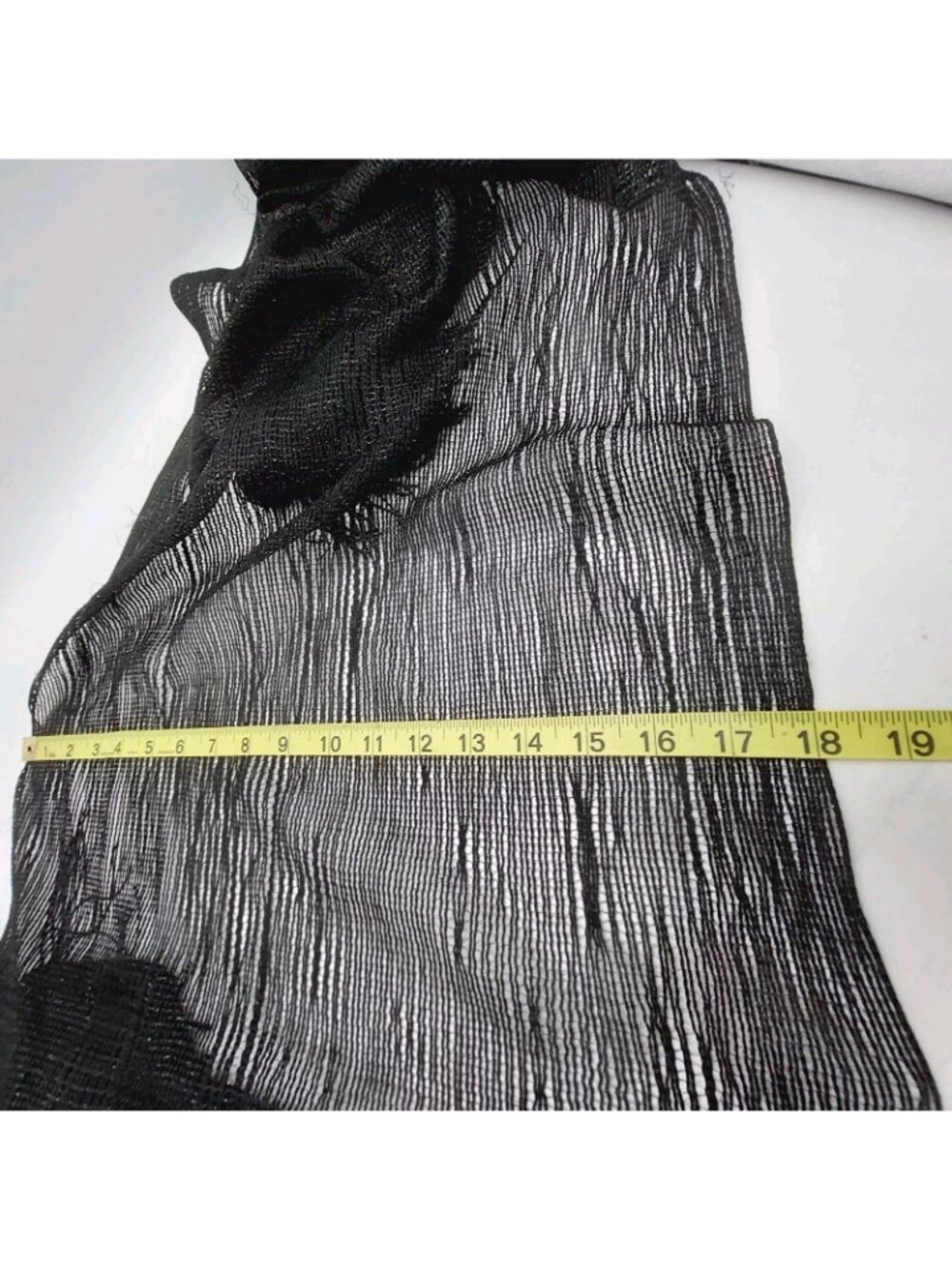 Black Semi Sheer Scarf Fringe Set Of 2 Various Sizes - Picture 6 of 11